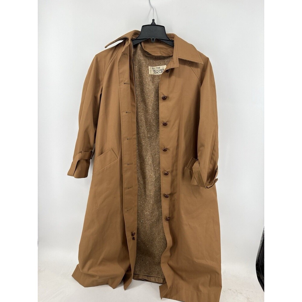 Vintage 1970’s Sears "The Designer Group" Camel Zip Liner Trench Coat Size 10